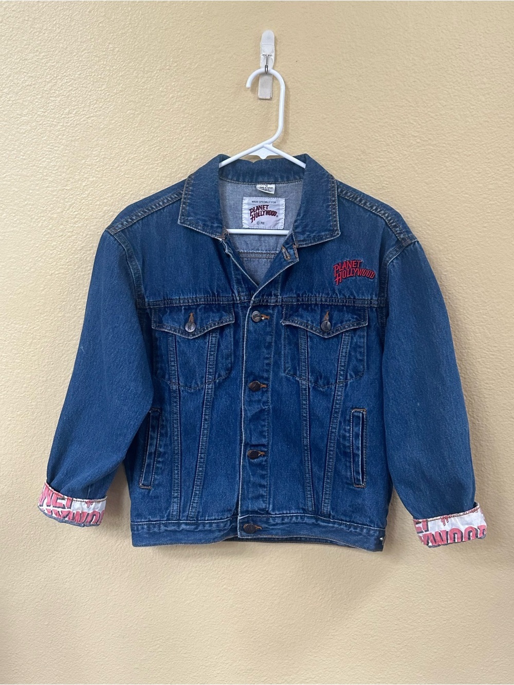 Vintage 90s Planet Hollywood South Coast Plaza Denim Jacket Size 12 - Picture 2 of 14